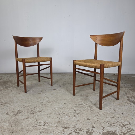 2x Peter Hvidt, Mølgaard Nielsen eetkamerstoel Deens vintage