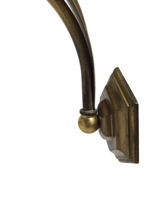 Art Deco wandlamp, Polen, jaren 1950 – Wandlampen, Glass, Brass (photo 4 of 9)