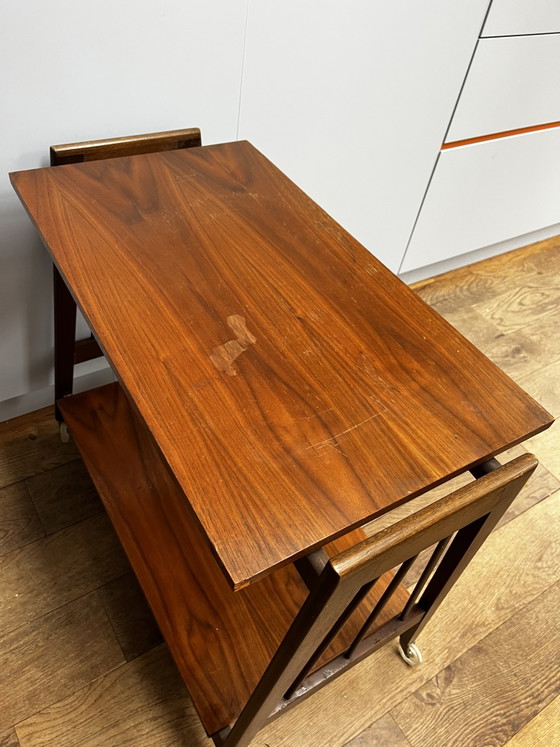 Vintage Side Table On Wheels/Trolley Danish Design – Plastic, Wood (photo 5 of 5)