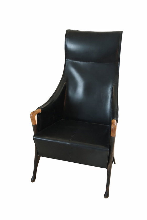 Image 1 of Giorgetti progetti Wing fauteuil leer 