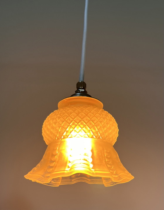 Vintage Glazen Hanglamp Met Messing Fitting – Hanglampen, Glass (photo 6 of 6)