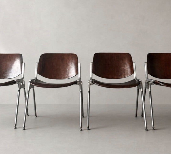 5 sedie Castelli vintage, in legno marrone, con una splendida patina. – Sedie da pranzo, Aluminium, Wood (photo 9 of 15)