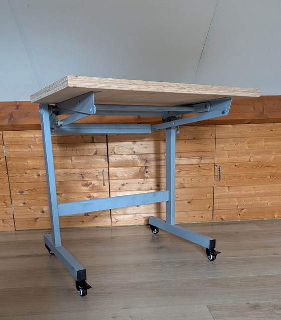 Drawing/Studio Table, Height Adjustable and Mobile with Brake, Side tables, Wood, Metal, Black (photo 2 of 20)