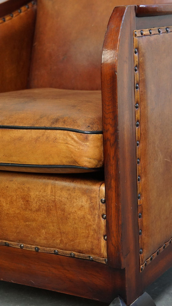 Image 1 of Sheep Leather Art Deco Design Armchair