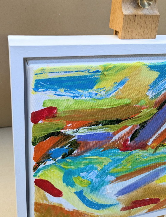 Image 1 of SIDMOUTH SEASCAPE ACRYLIC PAINTING CANVAS LADRAM BAY ORIGINAL FRAMED NIGEL WATERS