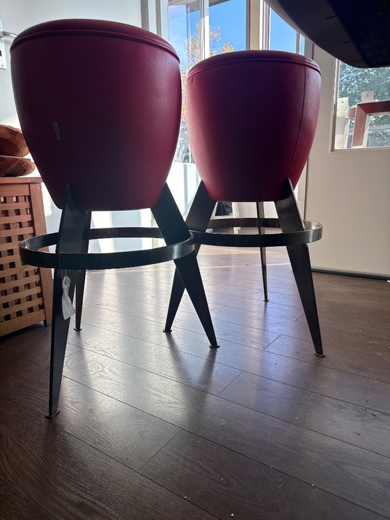 Sgabelli da bar Johanson Design, pelle rossa, Metallo, Rosso, Modern (foto 5 di 5)