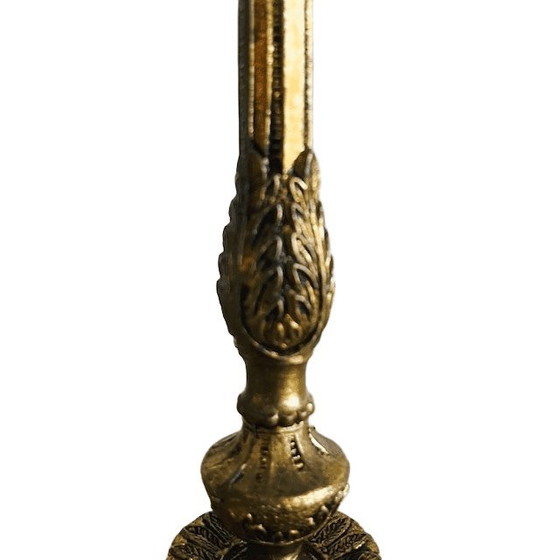 Image 1 of Vintage Portuguese baroque brass lamp base acanthus 1940s