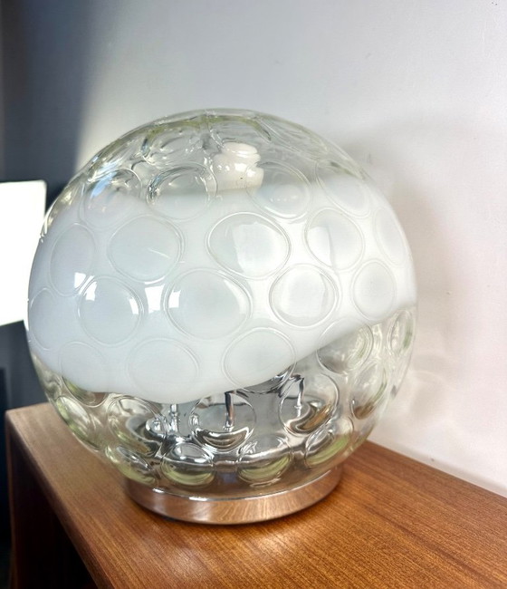Vintage Murano Blown and Bubbled Glass Ball Lamp 1970s – Table lamps, Murano Glass (photo 5 of 13)
