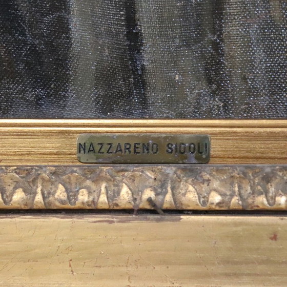 Image 1 of Oil Painting on Canvas, Female Portrait Signed Nazzareno Sidoli