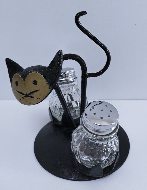 Image 1 of Set di saliera e pepiera a forma di gatto degli anni '60