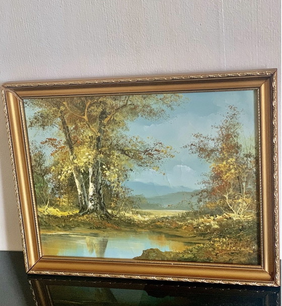 Paesaggio autunnale - anni '50/'60 - firmato – Dipinti e disegni, Tela, Legno (photo 2 of 10)