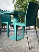 Kartell by Philippe Starck – Miss Balu table + 2 Miss Global chairs – turquoise design set