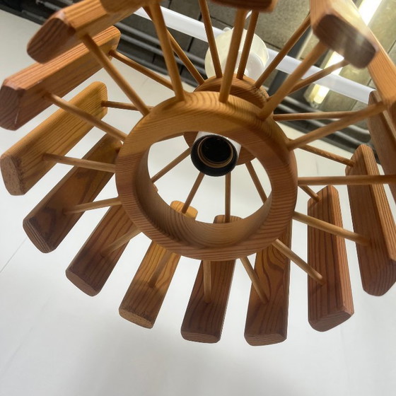 Image 1 of Pendelleuchte aus Kiefernholz im skandinavischen Midcentury-Stil, 1970er Jahre