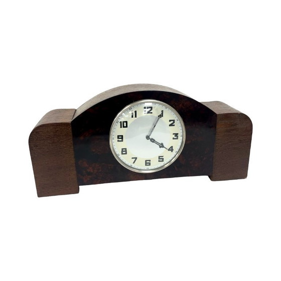 Image 1 of Antiguo reloj de repisa de madera Art Déco, Alemania, década de 1930