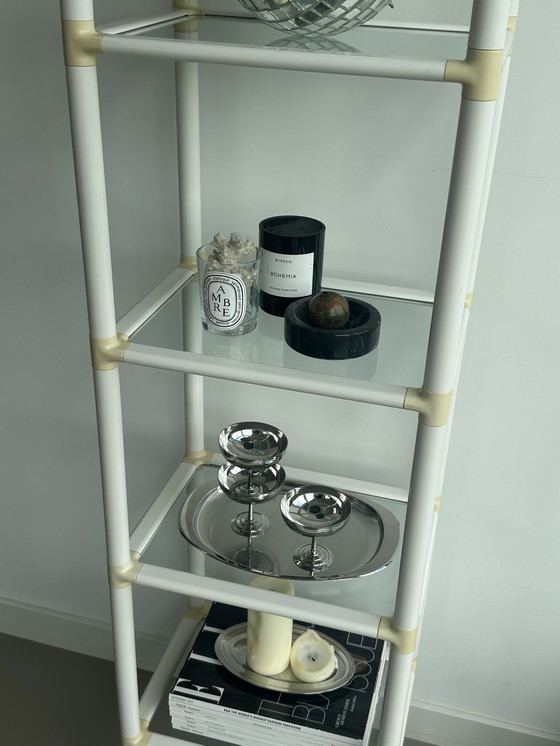 Image 1 of Scaffale vintage retrò Space Age in vetro acrilico bianco crema