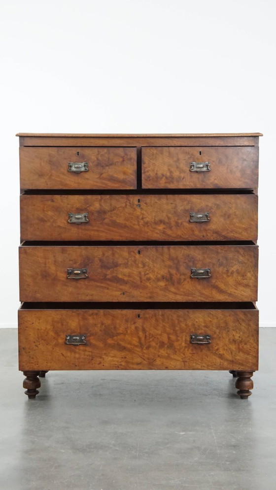 Image 1 of Gran cómoda antigua inglesa doble de principios del siglo XIX con 5 cajones.