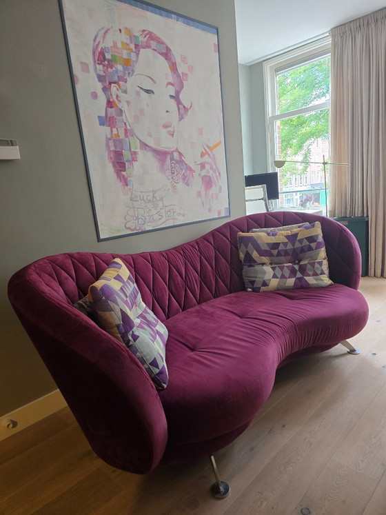Fama Designer Lounge Set – Josephine Sofa, Fauteuil & Voetenbank – Aubergine Fluweel – Fana, 3-5 zitsbanken (photo 4 of 7)