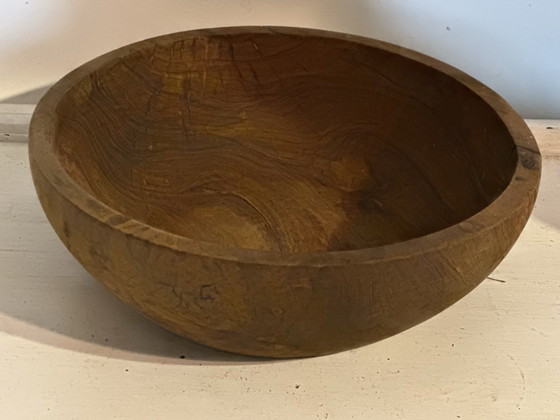 Large vintage solid wood bowl – Catchall – Centerpiece – 31 cm – Table accessories (photo 7 of 15)