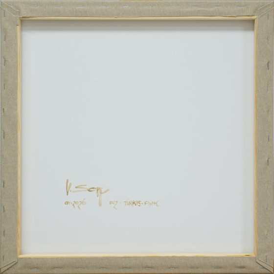 Image 1 of Dipinto originale Turchese-Rosa Complementare 002B, pezzo unico, 50x50cm su tela