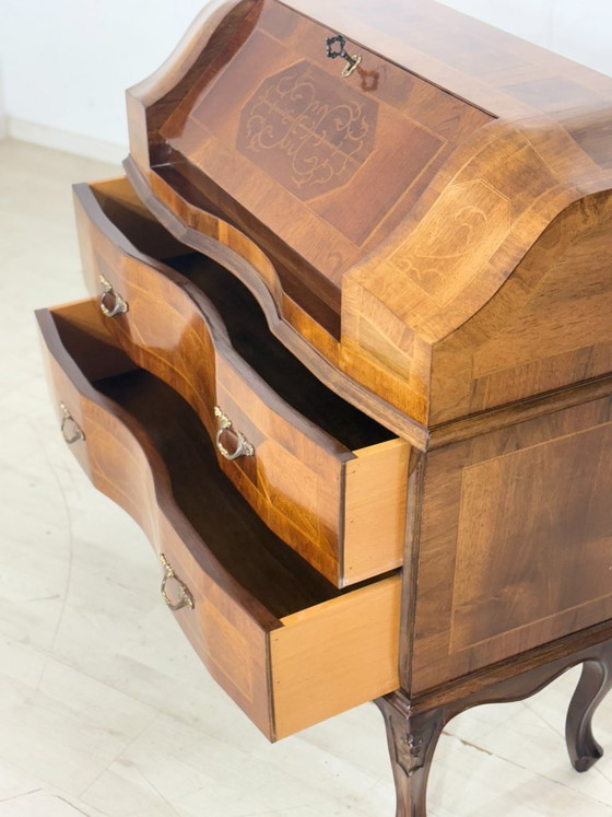 Image 1 of Baroque style writing desk / secretary desk with inlays circa 1800 / secretary table / writing desk