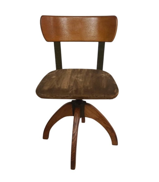 Verstelbare Scandinavische eikenhouten bureaustoel – Denemarken, 1940