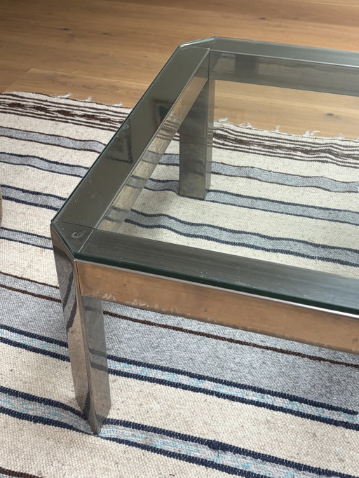 Table basse en chrome et verre