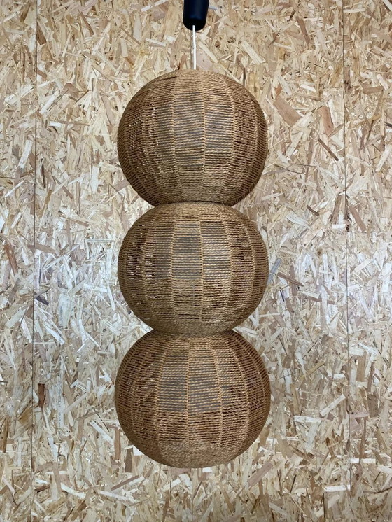 Image 1 of XL 60s 70s lamp lamp ball lamp raffia wickerwork space age design 60s