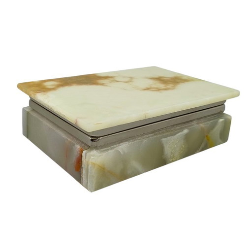 Caja asombrosa de ónix de los años 60. Hecha en Italia. – decoratieve objecten, Stone