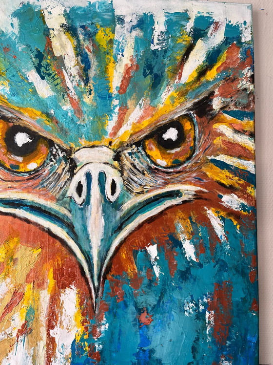 Abstraktes Adler-Gemälde 80 x 100 cm – Kunst, Leinwand (photo 3 of 7)
