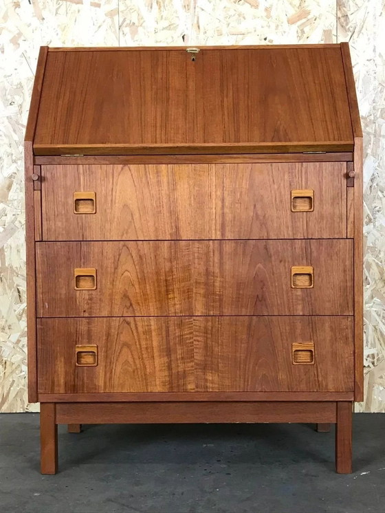 Image 1 of 60s 70s teak secretaire ladekast Deens Modern Bureauontwerp Denemarken 60s 70s