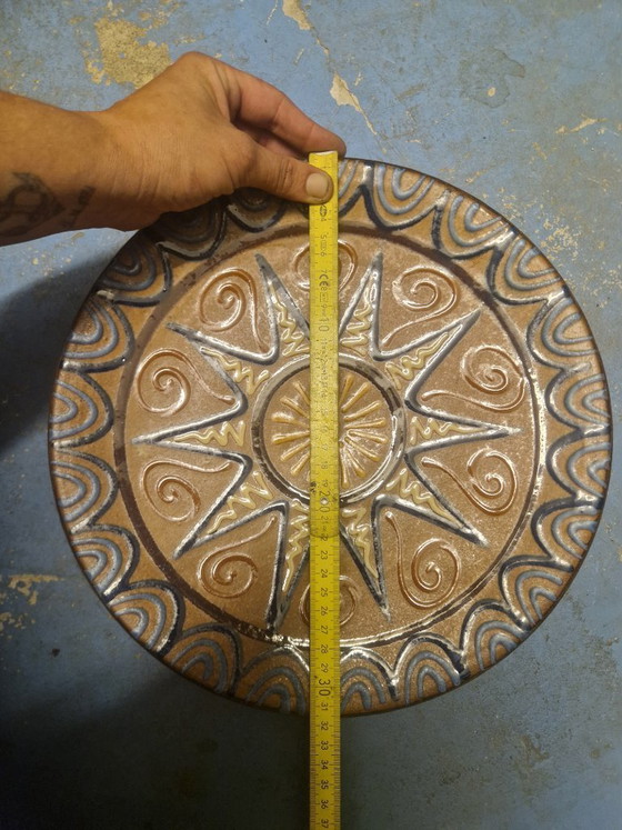 Image 1 of Piatto da parete in ceramica vintage Puigdemont con motivo a sole, metà del XX secolo, Spagna, La Bisbal
