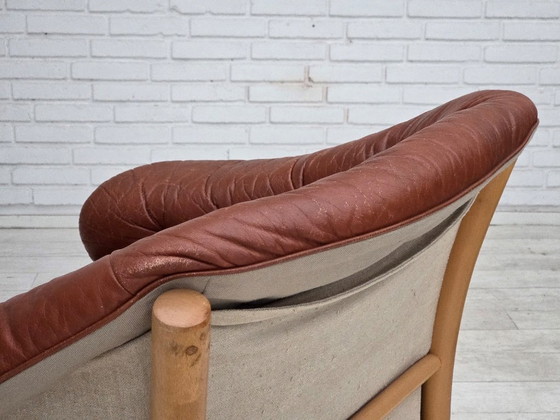 1970s, Swedish design by Gunnar Kentemo, armchair model G7 Pedro, leather., Wood, Brown, Mid Century Modern (photo 10 of 15)