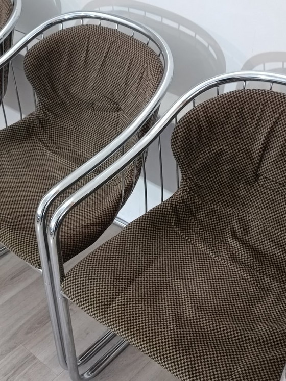 Cantileverstoelen van Gastone Rinaldi voor Rima, jaren 70. – Eetkamerstoelen, Metal (photo 10 of 14)