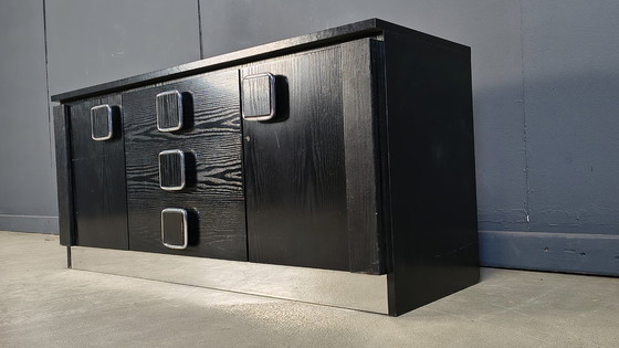 Image 1 of Vintage black wooden cabinet, 1970s 
