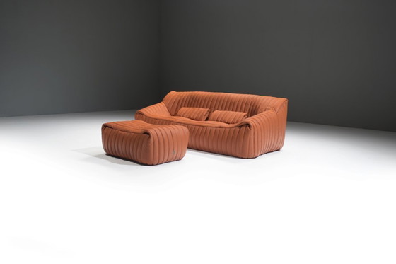 Image 1 of Schitterende vintage Sandra-bank met nieuw leer, ontworpen door Annie Hiéronimus voor Cinna in 1970.