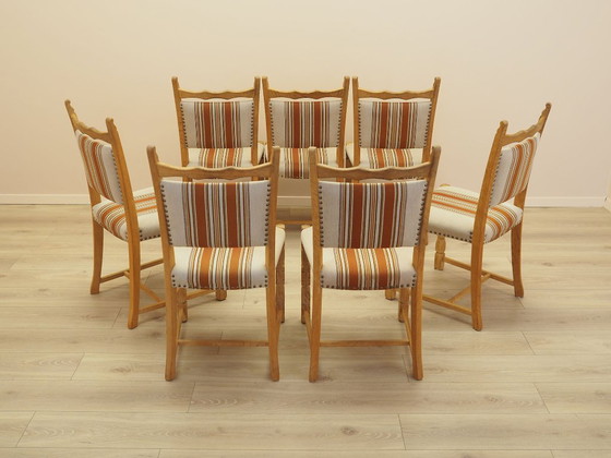 Set di Sedie da Pranzo di Henning Kjærnulf, Struttura in Rovere Massiccio, Danimarca, anni '60 – Textile (photo 10 of 13)