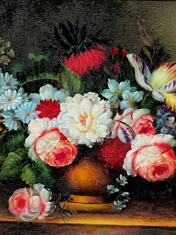Stilleven met bloemen., Schilderijen & Tekeningen, Hout (foto 3 van 6)