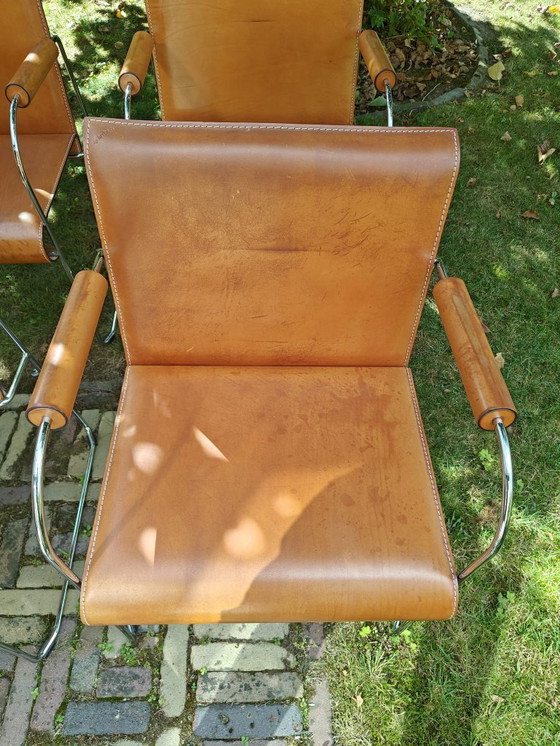 Image 1 of Set di 6 sedie di design originali Arrben Italia - Pelle e cromo