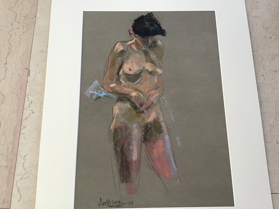 Pastel tekening van  Sim Visser, Schilderijen & Tekeningen, Papier, Aluminium, Zwart (foto 2 van 7)