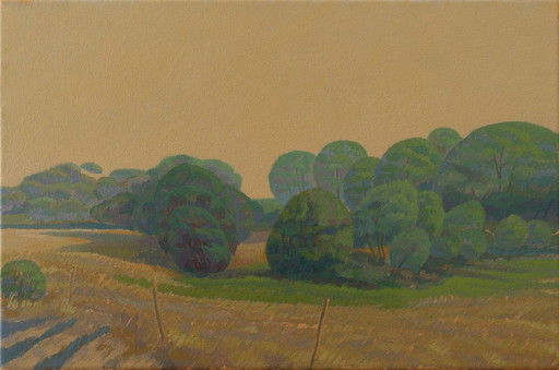 Retro landscape, hand-painted original, 45 cm x 30 cm