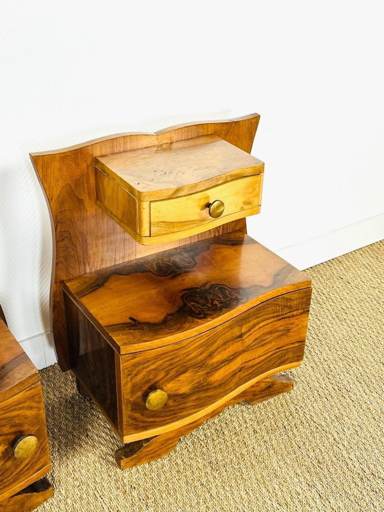 Image 1 of Pair of Art Deco bedside tables in walnut, 1940