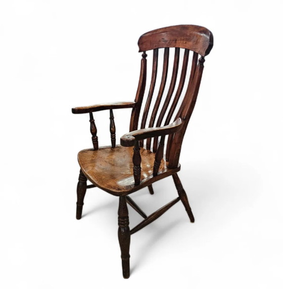 19th Century Elm country high slat back chair with a fabulous colour and patina – Adjustable recliner chair (photo 5 of 7)
