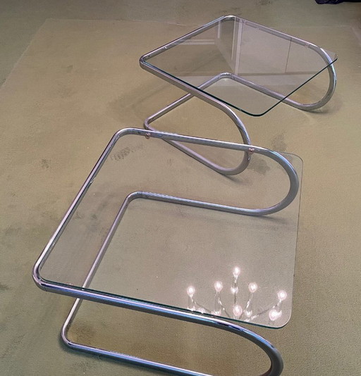 Vintage glazen bijzettafels