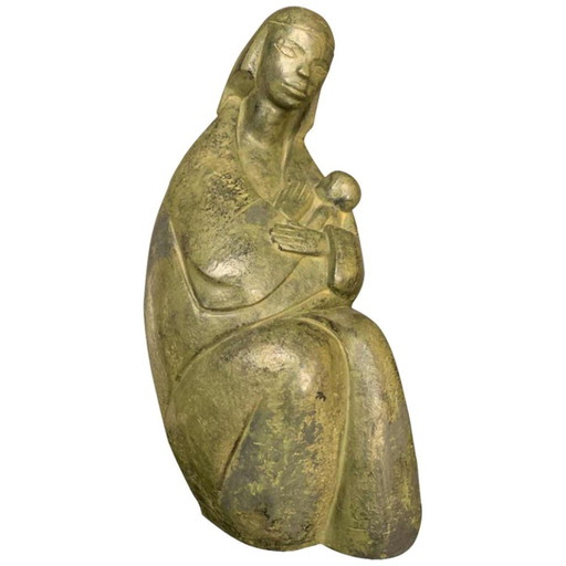 Paul Baeke, Femme et Enfant Maternité Moderniste Art Déco, 1958, Béton