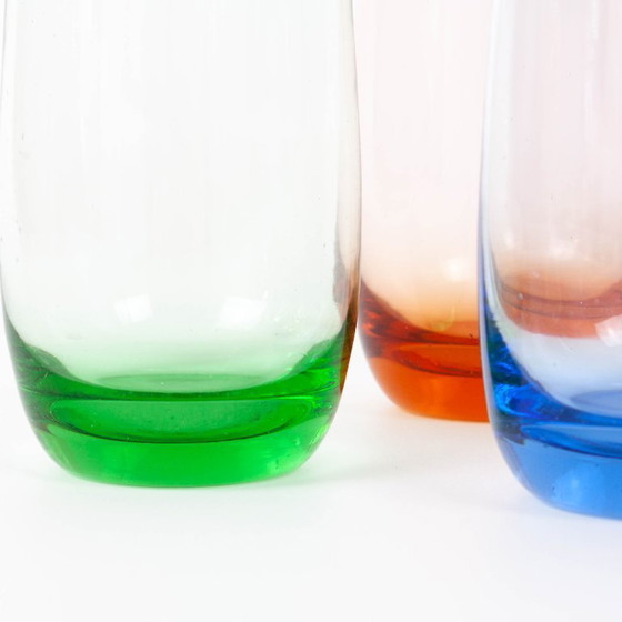 Image 1 of Set of 4 Italian Colorful Glasses, 1980s