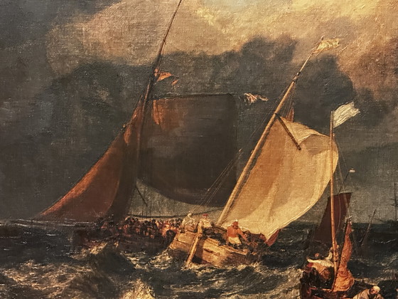 Image 1 of D'après J.M.W. Turner (1775-1851) - Jetée de Calais - Huile sur toile encadrée 104 x 81 cm