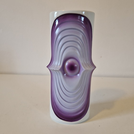 Image 1 of Vase vintage KPM des années 1970, Royal Porzellin Bavaria, vase œil violet