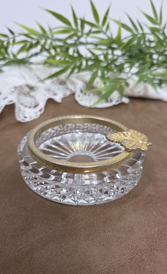 Antique crystal and gilded brass ashtray, Napoleon III style, Table accessories, Transparent (photo 8 of 8)