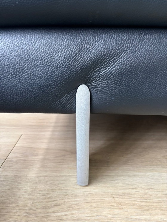 Image 1 of Rolf Benz 2- und 3-Sitzer-Sofas, mattschwarzes/anthrazitfarbenes Leder