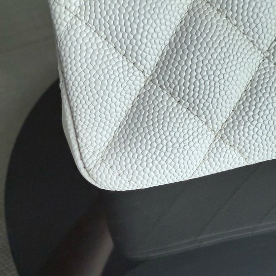 Image 1 of Chanel Classic Flap Small - Caviar 23CM Quilted White Light Gold Hardware Microchip